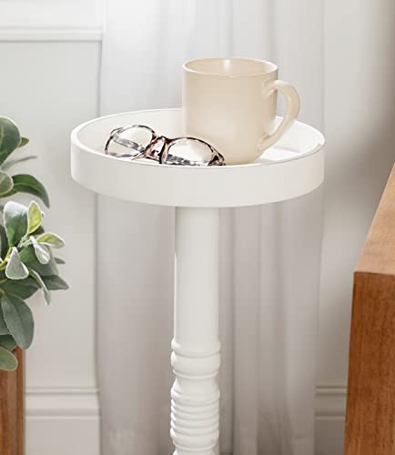 Kate and Laurel Bellport Farmhouse Drink Table, 10 x 10 x 22, White, Decorative Coastal Cocktail Table with Round Tabletop and Colonial Base for Farmhouse Décor - Image 7