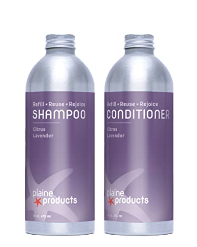 Plaine Products Eco-Friendly Shampoo and Conditioner Set - Citrus Lavender - Sulfate/Paraben/Phthalate Free, 16oz (Refill Bottles - No Pumps) image 2