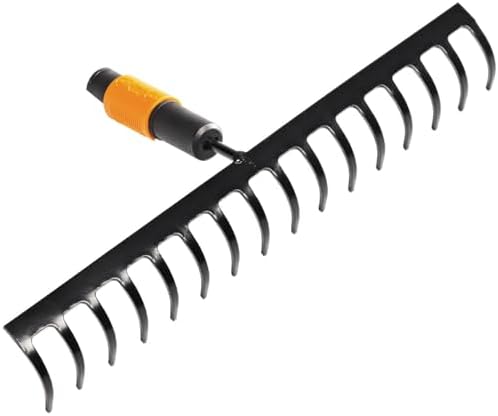 Fiskars 1000654 16 Teeth Rake, Tool Head, Width 40 cm, Hardened Steel Teeth, Black/Orange, QuikFit
