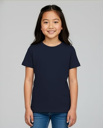 Image of Real Essentials 5 Pack: Girls' Cotton Short Sleeve Crew Neck T-Shirt - Athletic Tee Shirt for Teens Kids Youth (Ages 4-16)