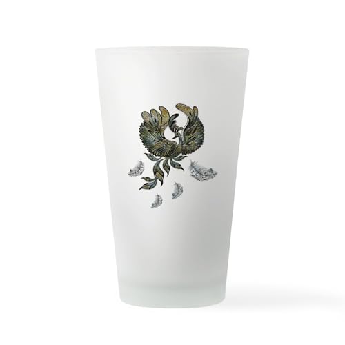 CafePress Elegant Peacock In Green Colors. Pint Glass, 16 oz. Drinking Glass