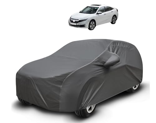 Image of Auto Hub Waterproof Car Cover Compatible with Civic (Model : 2019-Till Date) with Mirror Pockets, Soft Cotton Lining, Civic Car Cover Waterproof, Grey