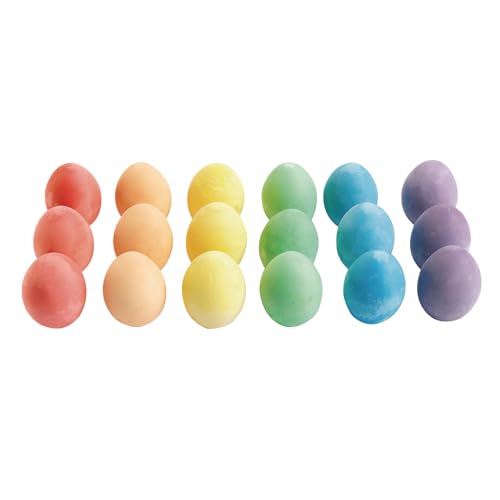 Colorations Chunky Chalk Eggs Set of 18 for Kids and Toddlers Easy Grip Non-Toxic Assorted Colors 2 1/8 X 1 1/2 inches Outdoor Play Create Drawing Assorted Set (CHALKEGG)
