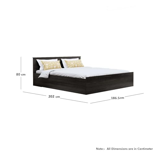 Image of Bniture Modern King Size Bed with Storage Box | Engineered Wood Bed Designer Headboard | Wooden Bed King Size Cot Double Bed with Storage for Bedroom 3 Year Warranty (Flower Wenge)