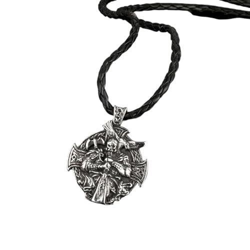 Amulette pendentif croix corbeau Viking pour homme et femme en acier