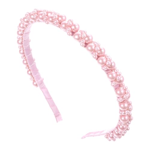 Mabor Pearl Headbands for Women Girls Elegant Pink Faux Pearl Headband Cute Fancy Pearl Head Band for Teen Girls Hair Styling Accessories for Birthday Wedding