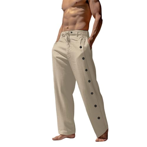 Pantalon en lin homme pour la plage et l'été en coupe droite fluide