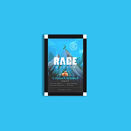 Image of RAGE COFFEE - Instant Creme Caramel Flavoured Sachets | 100% Arabica Beans | Black, Hot or Cold | 400 Gm - Pack of 40