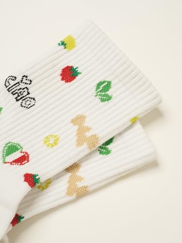 Image of Shapes Studio Half Calf Grip Socks, Cute Fruit Pilates Socks, Ruffle Socks, Non-Slip for Barre Yoga