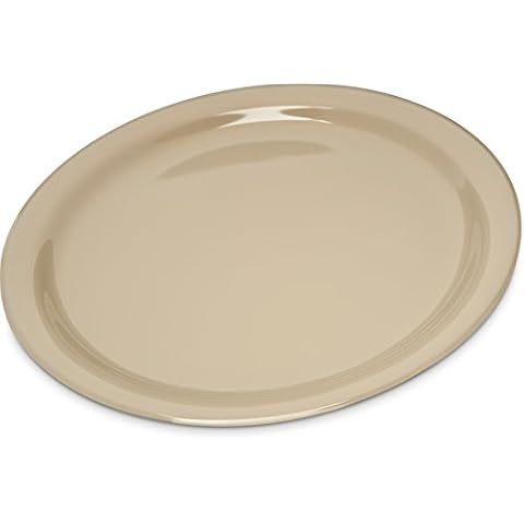 Carlisle FoodService Products Kingline Reusable Plastic Plate Dinner Plate for Home and Restaurant, Melamine, 9 Inches, Tan, (Pack of 48) Cover