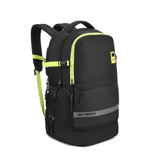 Image of Skybags Basecamp 17 Inch Compatible Laptop Backpack 40L | 3 Compartments with Quick-Access Front Pocket & Rain Cover | Tablet Sleeve & Side Bottle Pocket | Office & Travel Backpack for Men & Women