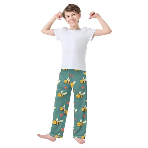 Pajama Bottoms, Pajamas Pant Bees Lounge Wear Casual Cartoon Hearts Sleep Long Pants Soft Pjs Sleepwear2
