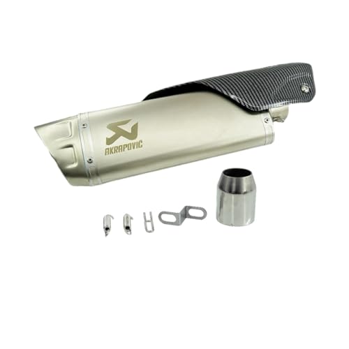 Image of Vagary Kalasnikavo Akrapovic Exhaust High Bass Exhaust Silencer for BMW, KTM, Kawasaki, Suzuki, Bajaj, Yamaha R15, Ninja, CBR, GS, Apache, Duke 390, FZ, Gixxer (Silver)