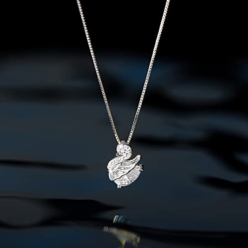 Crystal Swan Pendant Necklace for Women Girls 925 Sterling Silver Cute Charms Drop Link Chains Adjustable Delicate Cute Birthday Holiday Christmas Jewelry Gift for Her 18 Inches3