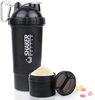 VECH Protein Shaker Bottle, 500ml Leak Proof Smoothies Nutrition Shaker Cups, Strong Durable Sports Gym Diet Fitness bottle, No Blending Ball or Whisk Needed, BPA Free Mix & Drink bottles (White)