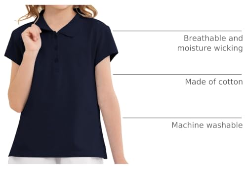 Image of OHD 4 Pack Girls Polo Shirt Girls Uniform Polo for School Cotton Shirts School Uniform Tops Size 3T-14