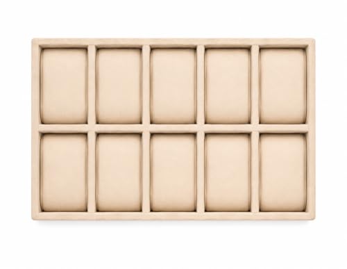 Image of 10 Slot Watch Organizer Tray for Watches, Cream | Tray keeps watches, smartwatches, bracelets and accessories arranged neatly in wardrobe, closet, dresser or dressing table