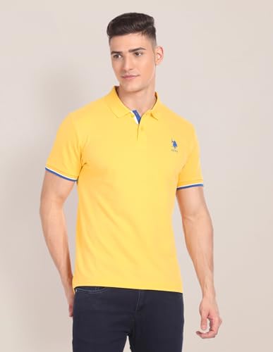Image of U.S. Polo ASSN. Solid Slim Fit Polo T Shirts for Men - 100% Cotton, Half Sleeves Mens Tshirt