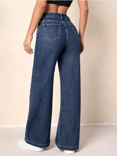 Image of Glossia Denim Baggy Jeans for Women | Stretchable High Waist Straight Fit Jeans for Women | High Rise Stretch Denim | Loose Fit Plus Size Denim (Sizes - 24 to 44) WJ11-1205-$