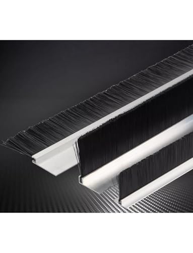 Heavy Duty Profile Aluminum Frame Brush Strip with Nylon Filament, Universal Seal and Weather Barrier for Industrial Doors(15mm,F Type)