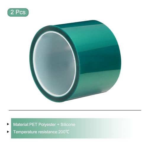 Image of MECCANIXITY Resin Tape Silicone Adhesive Tape High Temperature Resistance Easy Peeling Polyester for Epoxy Resin,River Tables,Craft,Remove Residue 2.76 Inch Wide 108FT Long(Green),Pack of 2