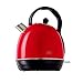KHG WK-1711 (R) Wasserkocher Rot Retro Kessel 1,7 Liter 2200 Watt mit LED und gut einsehbarer Wasserstandsanzeige, Farbe-Dekor: Rot