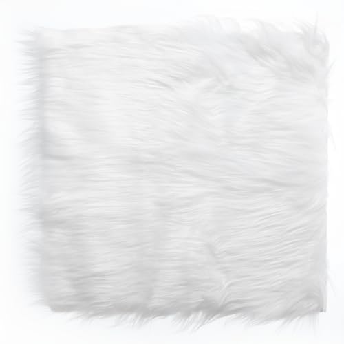 Tapete pequeño de pelaje sintético blanco 40x40 cm miniatura 1