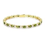 FANCIME 夏祭り テニス ブレスレット レディース 幅4mm 8月 誕生石 ペリドット tennis 腕輪 ジルコニア 14金メッキ シルバー 925 純銀 ブレスレット 女性用 ブランド ご褒美 お守り クリスマス 誕生日 記念日 プレゼント ギフト