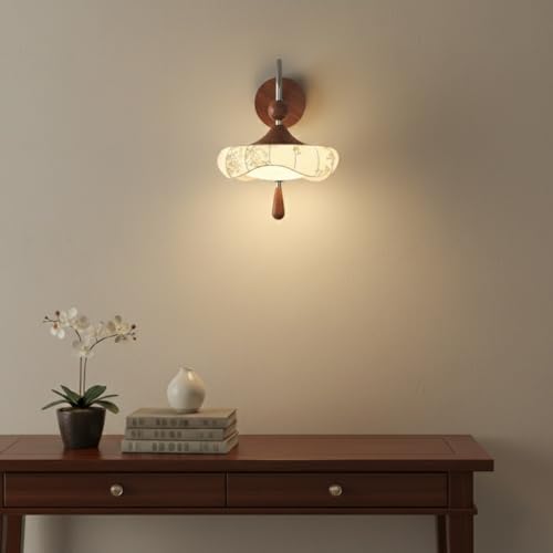 Aplique de Pared LED Oriental Lámpara de Madera sin Cables Vistos Iluminación Elegante 7