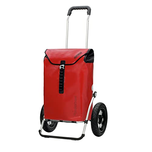 ANDERSEN Einkaufstrolley - Royal Shopper Ortlieb rot 49 L Handwagen, wasserdicht, wetterfest, Aluminium, klappbar, luftbereiftes Kugellagerrad
