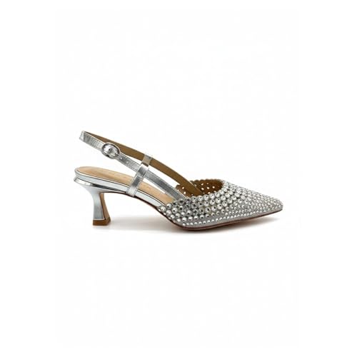 Alma en Pena V261855 - Sandalias de piel para mujer, plateado, 37