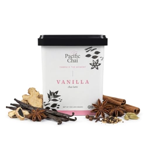 Pacific Chai Vanilla Chai Latte, Instant Powered Dry Chai Tea Latte Beverage Mix, Gluten Free, Kosher, 9 Ounce (Pack of 1)