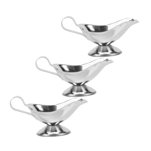 Cabilock 3pcs Stainless Steel Gravy Boat Serving Jug for Sauces Dressings Syrups Elegant Design with Precision Spout for Home Restaurant Use