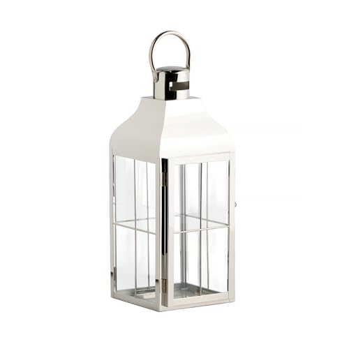 home&you - Farol Carloso, farol de jardín, portavelas, decoración para jardín, balcón, terraza, boda, entrada de casa, resistente a la intemperie, metal y cristal, portavelas, farol exterior, 42 x 16