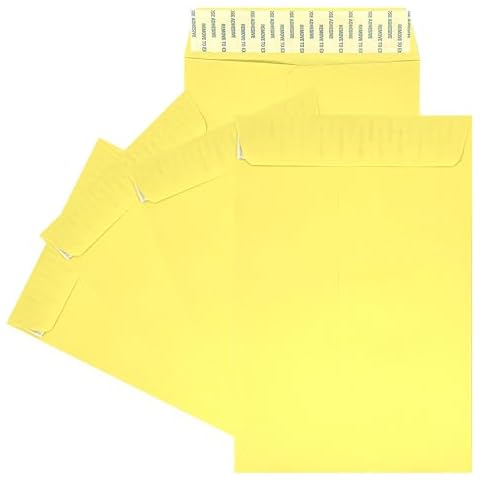 Minas Envelope 6" x 9" Catalog Envelopes, Peel & Seal, 24LB, 100 Count (Canary/Yellow) Cover