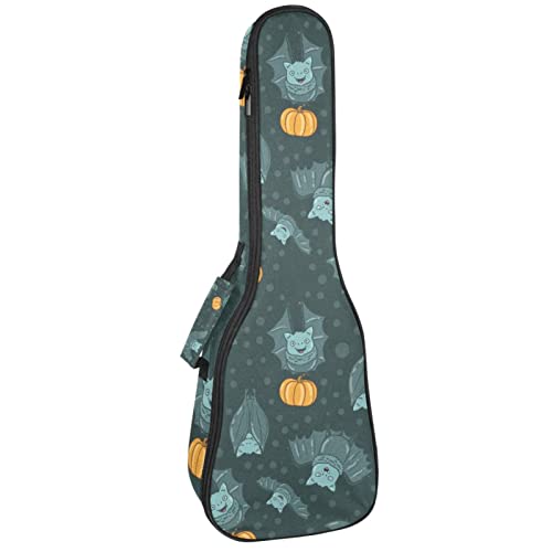 Housse de ukulélé de concert robuste rembourrée 10mm avec motif chauve-souris unique