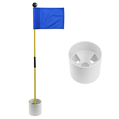 KOFULL Golf Flag Golf Flagsticks Mini,Golf Flags Hole Pole Cup Set Practice Golf Pin Flags Putting Green Flag for Driving Range Backyard Garden Portable 2-Section Design