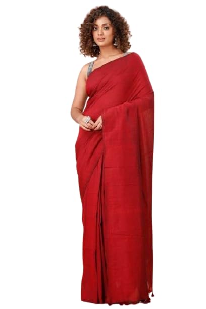 PAL Saree Pure Handloom Khadi Cotton Saree Sophisticated & Bold, Onyx Linen-Blend Saree with Artisanal Tassels-picture-16