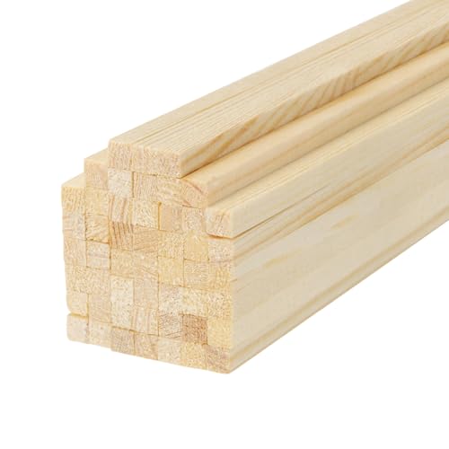 MECCANIXITY Pack of 50 Square Wooden Sticks, 1/4x12