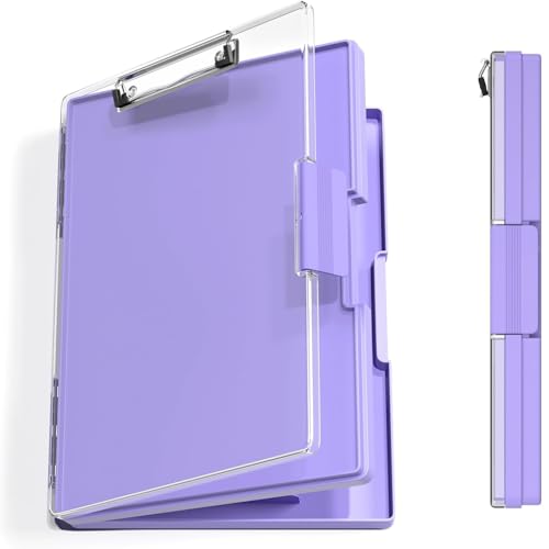 Clipboard with Storage,Purple 22 x 28 Clip Boards,2 Storage Case A4 Folder, Clear Dry Erase Top Panel, Heavy Duty Plastic,Folio Side Opening,for Nurses,Teachers,Lawers,School & Office Supplies