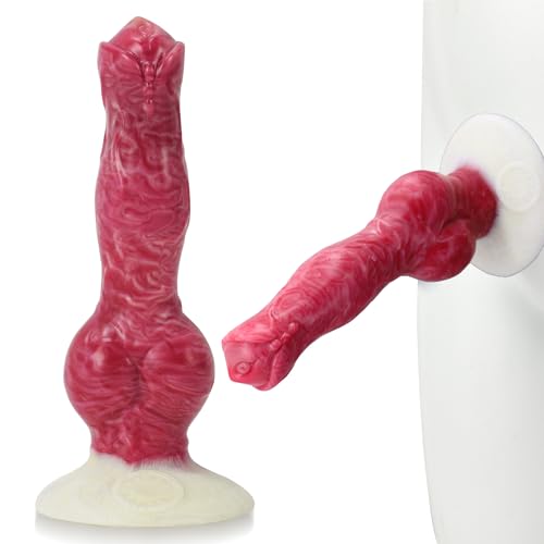 Monster Dildo Dog Knot Sex Toy with Suction Cup 8inch Realistic Long Pink Silicone Knotted Dildo Anal Plug Toys Dragon Dildo for Women Lesbian and Men Couples Strap on Sex Game