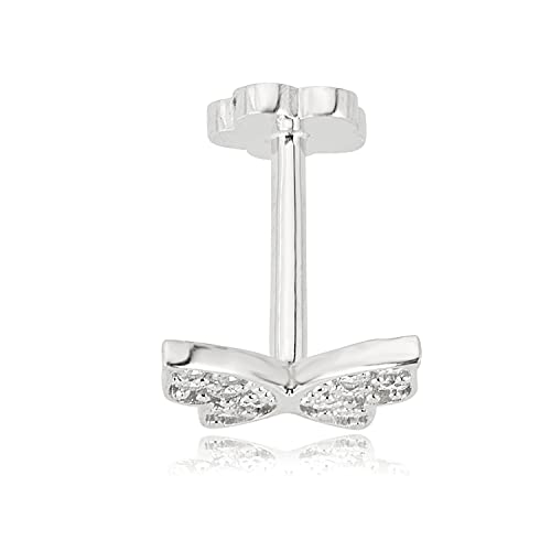 Image of AVORA 14K Gold Simulated Diamond CZ Butterfly Cartilage Piercing Flat Back Earring Body Jewelry (18 Gauge)