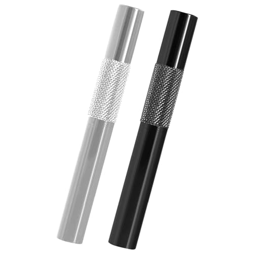 Juego de 2 tubos retráctiles, pajita portátil de 7 cm, tubo de metal, reutilizable, pajita premium (negro/plata)