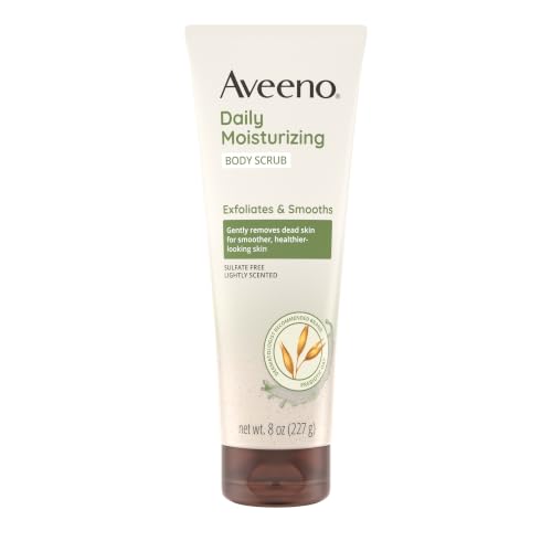 Image of Aveeno Daily Moisturizing Body Scrub, Exfoliating Body Wash for Smoother, Healthier Looking Skin, Soothing Prebiotic Oat Formula, Sulfate-Free, Soap-Free & Dye-Free, 8 oz