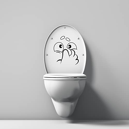 Toilet Lid Decal Sticker - Funny Face with Closed Nose for Toilet Cover - Original Decor for Bathroom - Girls and Boys, Children Washrooms - Toilet Rules Sign 8x9