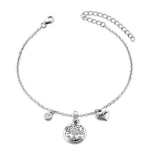 925 Sterling Silver Love Charm Mom Bracelet for Women Link Chain Gift