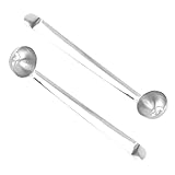 STOBOK ステンレス製排水穴付きオリーブスプーン 瓶用チェリーサービングツール キッチンやバーの瓶詰めフルーツ取り出し用 2個セット