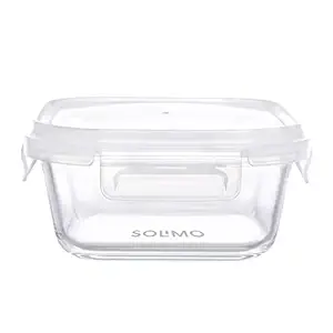 Borosilicate Glass Container with Fresh-n-Lock Safe Storage and Transparent Lids, Square (800 ml Each) (Clear)