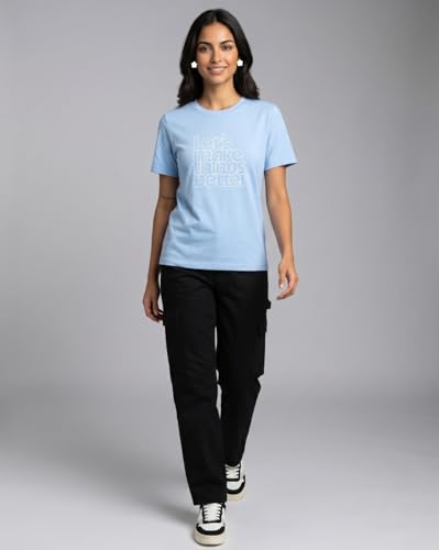 Image of Nobero Women's Graphic Printed T-Shirt | Regular Fit 180 GSM Cotton Tee for Women | Comfortable Round Neck Casual Wear
