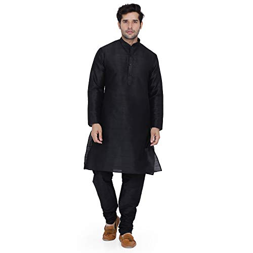 Kurta pyjama de fête vêtement indien traditionnel homme noir 44